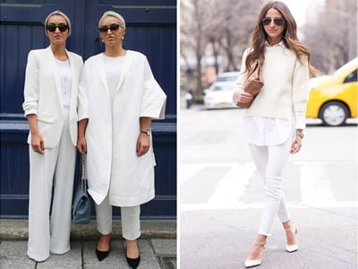 خیابان سه زن با لباس سفید