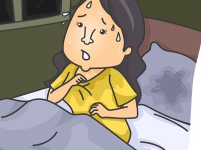 نقاشی تختخواب یک زن در حال تعریق