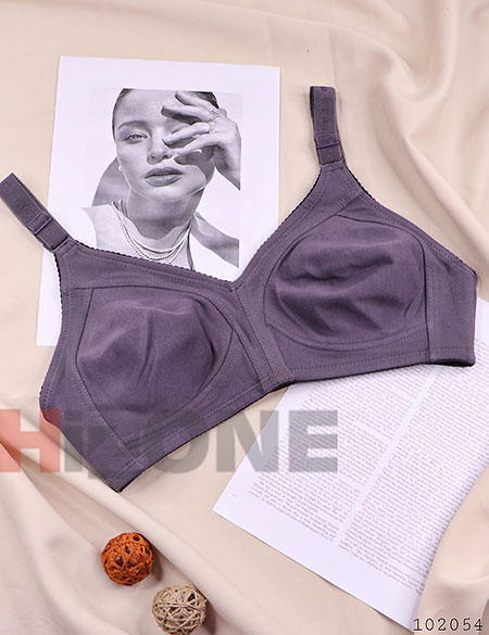 سوتین تک تمام نخ مدل گل پنبه (طوسی)