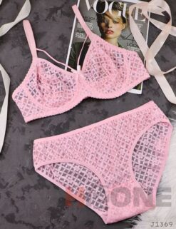 ست لباس زیر نخی مدل آلاله (صورتی)